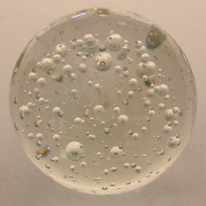 Vintage Controlled Bubbles Murano Style Art Glass Transparent Paperweight 4"